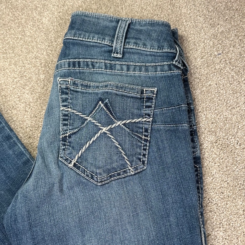 Ariat Women 29L REAL Denim Jeans Blue Bootcut Mid Rise Embroidered Western Boho